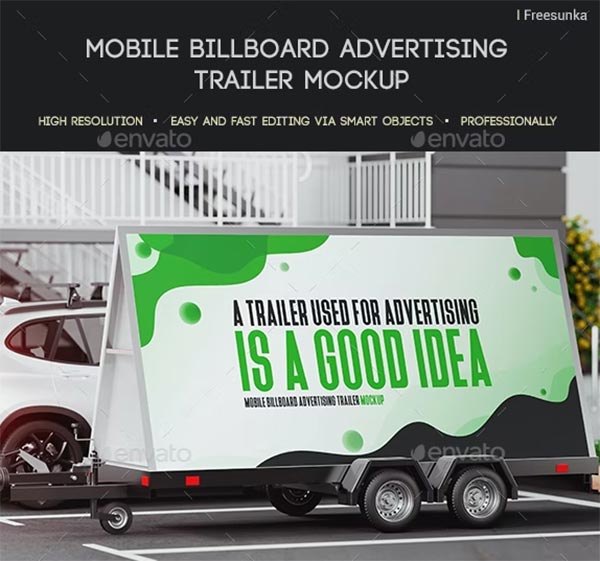 Mobile Billboard Advertising Mockups | Photoshop Free & Premium Mobile